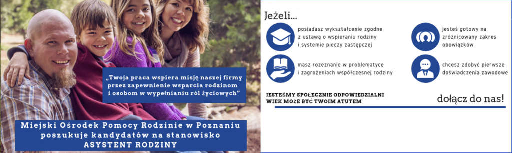 Plakat szukamy asystenta rodziny