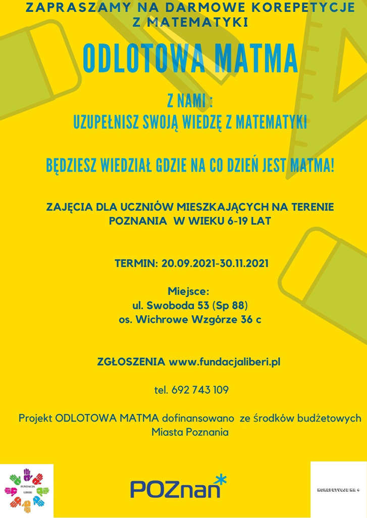Plakat zaproszenie na darmowe korepetycje