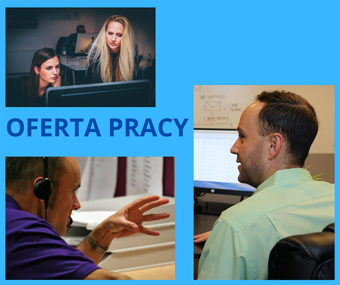 3 zdjęcia na grafice – 2 kobiety i 2 mężczyzn oraz napis: oferta pracy