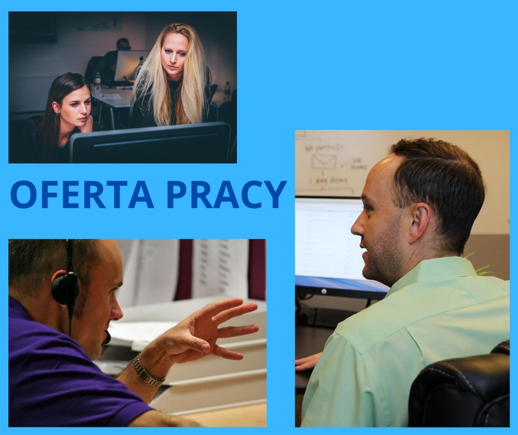 3 zdjęcia – 2 kobiet, mężczyzny, mężczyzny i napis: oferta pracy